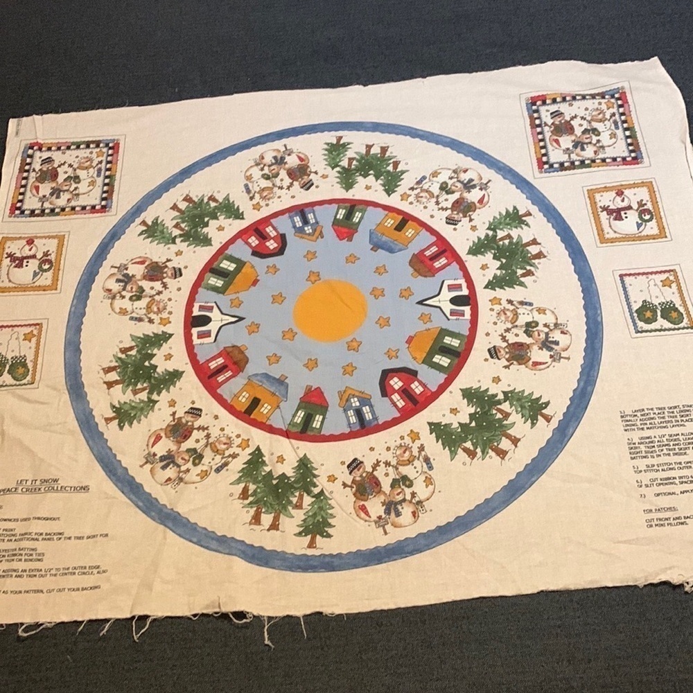 Vintage Let It Snow Christmas tree skirt Sewing panel / fabric - Picture 1 of 8